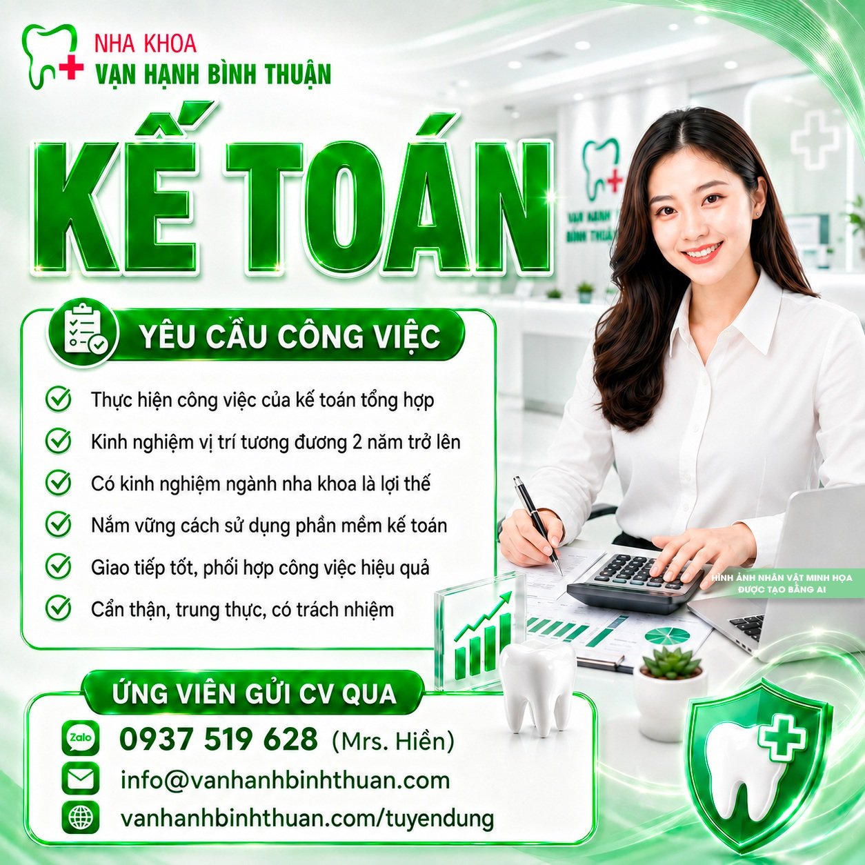 NHA KHOA VẠN HẠNH BÌNH THUẬN TUYỂN DỤNG KẾ TOÁN TỔNG HỢP